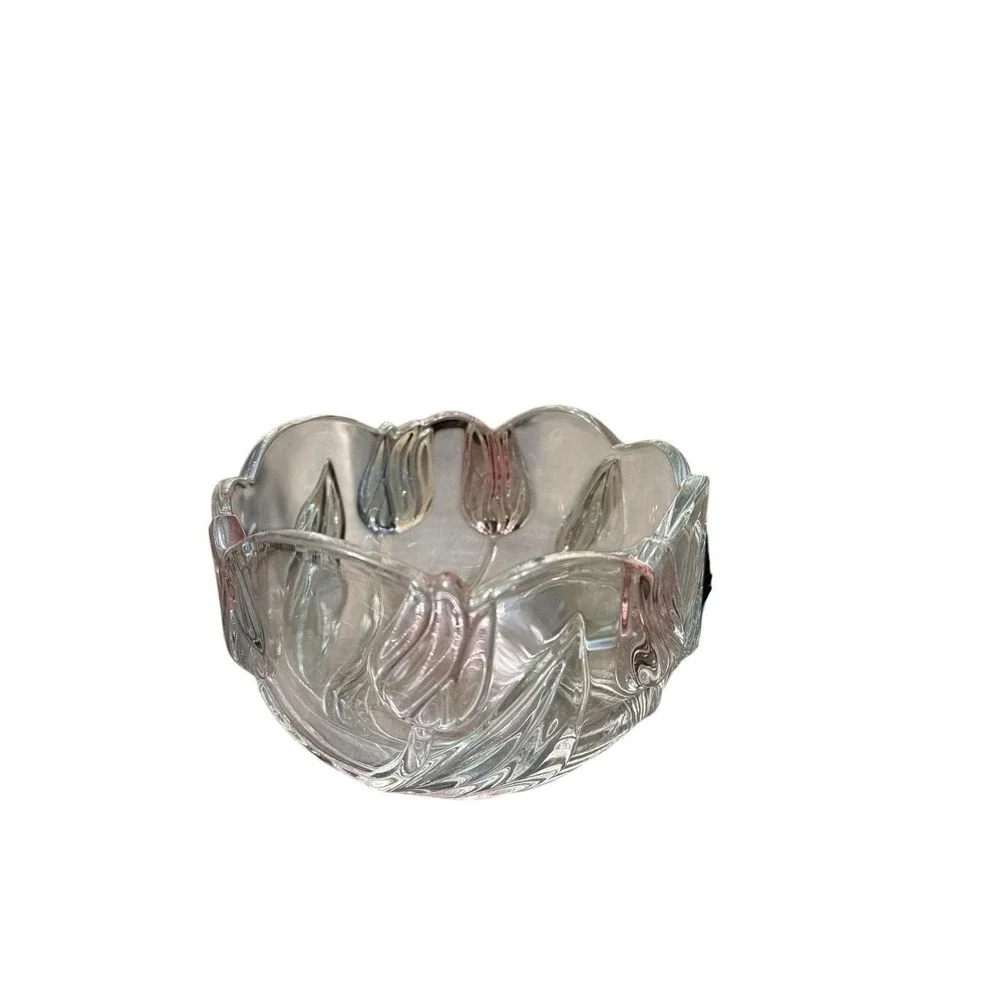 Mikasa Crystal Tivoli Tulips Frosted Crystal Glass Candy Side Bowl